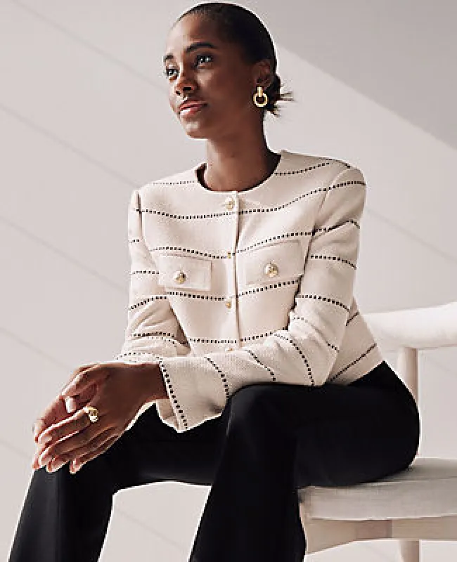 Ann Taylor Petite Striped Tweed Crew Neck Jacket sold by Ann Taylor