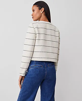 Ann Taylor Petite Striped Tweed Crew Neck Jacket sold by Ann Taylor product image thumbnail 3