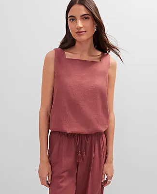 Ann Taylor Weekend Collection Linen Blend Bubble Hem Top sold by Ann Taylor product image thumbnail 3