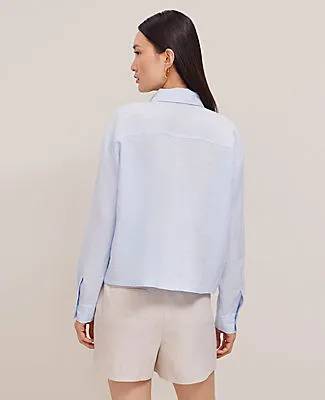 Ann Taylor Petite Cropped Linen Shirt sold by Ann Taylor product image thumbnail 2