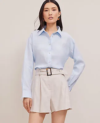 Ann Taylor Petite Cropped Linen Shirt sold by Ann Taylor product image thumbnail 3