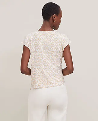 Ann Taylor Petite Floral Knotted V-Neck Top sold by Ann Taylor product image thumbnail 2