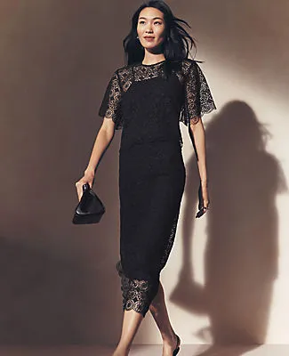 Ann Taylor Lace Hem Column Midi Skirt sold by Ann Taylor