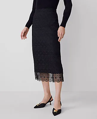 Ann Taylor Lace Hem Column Midi Skirt sold by Ann Taylor product image thumbnail 3