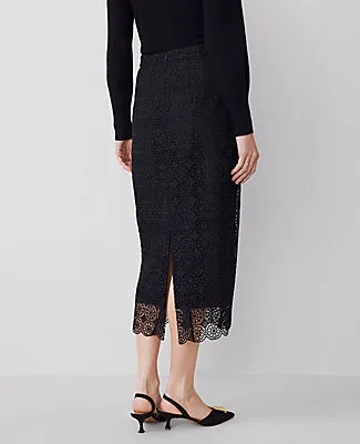 Ann Taylor Lace Hem Column Midi Skirt sold by Ann Taylor product image thumbnail 4