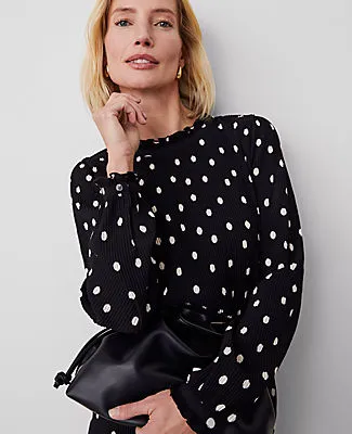 Ann Taylor Petite Dotted Ruffle Popover Top sold by Ann Taylor product image thumbnail 4