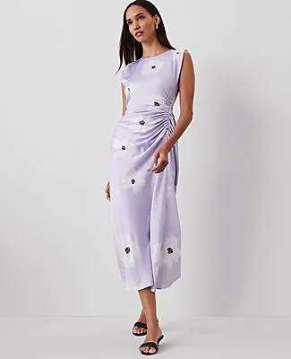 Ann Taylor Floral Ruched Flare Dress sold by Ann Taylor