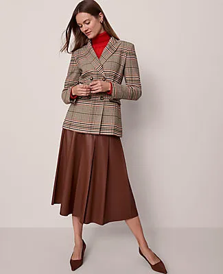 Ann Taylor Petite Faux Leather Pleated Midi Skirt sold by Ann Taylor product image thumbnail 4