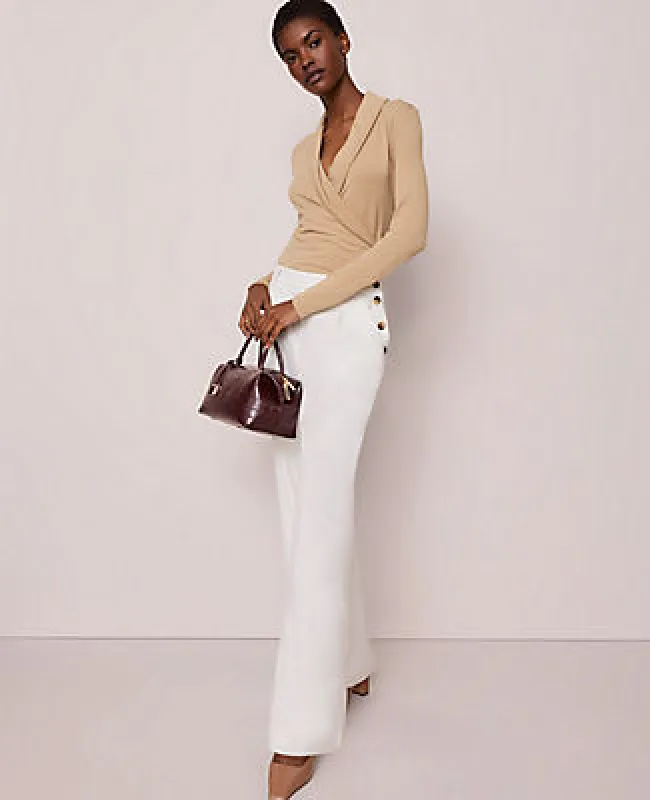 Ann Taylor The Petite Side Button Wide-Leg Pant sold by Ann Taylor