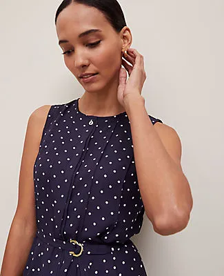 Ann Taylor Petite Dotted Belted Flare Dress sold by Ann Taylor product image thumbnail 3
