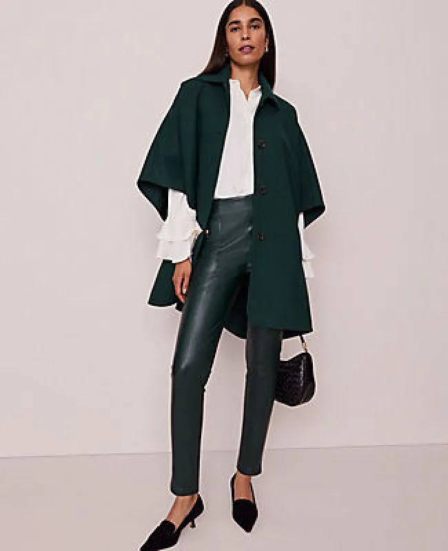 Ann Taylor The Petite Seamed Button Legging in Faux Leather sold by Ann Taylor