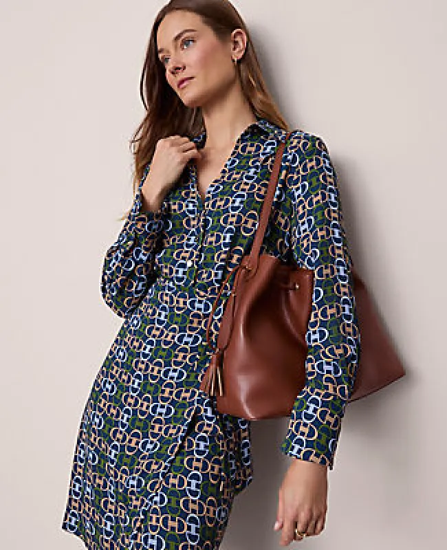 Ann Taylor Petite Chain Link Collared Wrap Shirtdress sold by Ann Taylor