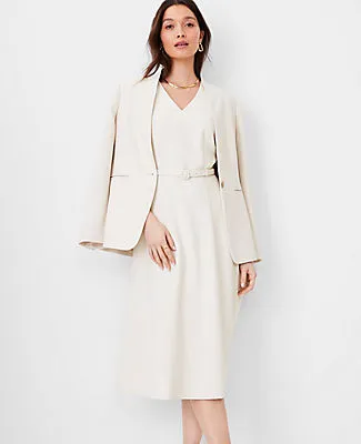 Ann Taylor The Belted V-Neck Midi Dress in Fluid Crepe sold by Ann Taylor product image thumbnail 3