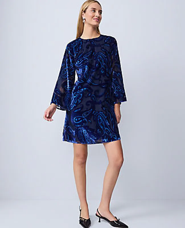 Ann Taylor Studio Collection Velvet Paisley Shift Dress sold by Ann Taylor