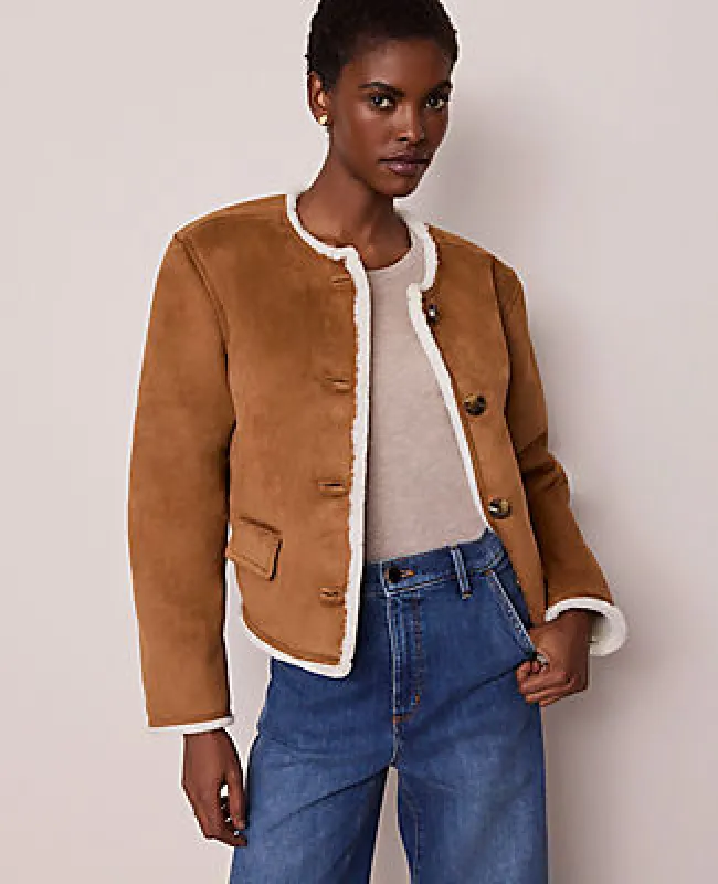 Ann Taylor Faux Suede Crew Neck Jacket sold by Ann Taylor