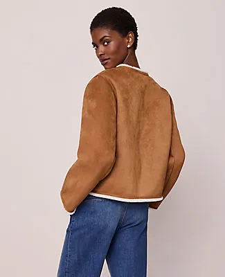 Ann Taylor Faux Suede Crew Neck Jacket sold by Ann Taylor product image thumbnail 2