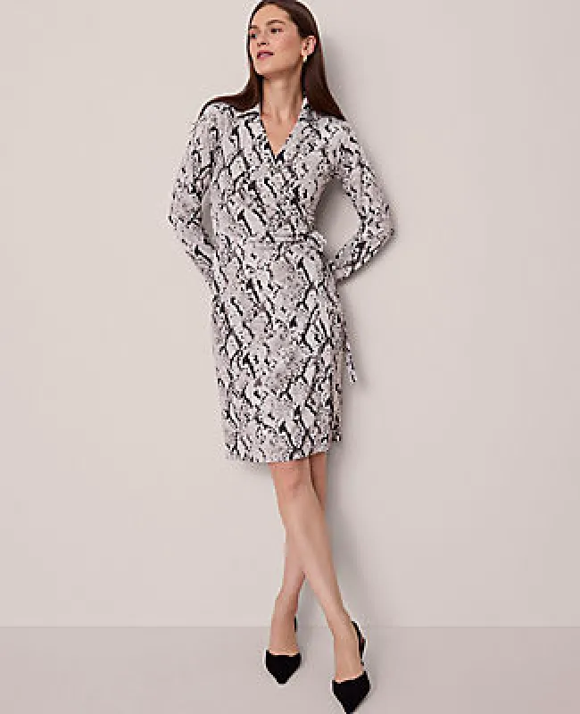 Ann Taylor Snake Print Wrap Midi Dress made by Ann Taylor