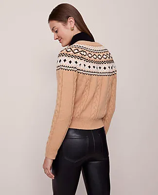 Ann Taylor Fair Isle Cable Cardigan sold by Ann Taylor product image thumbnail 3
