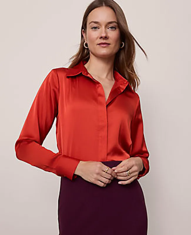 Ann Taylor Satin Essential Shirt sold by Ann Taylor