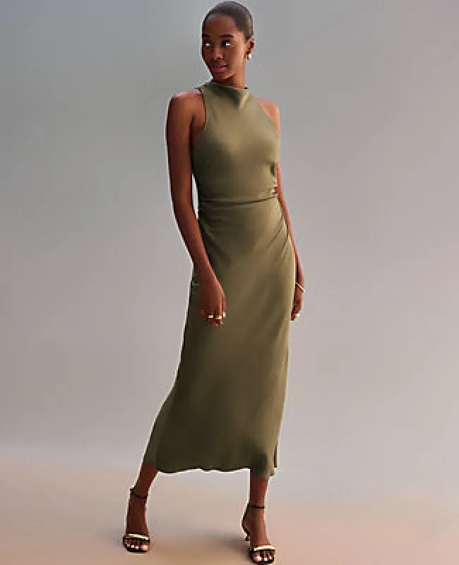 Ann Taylor Petite Halter Bias Satin Maxi Dress sold by Ann Taylor