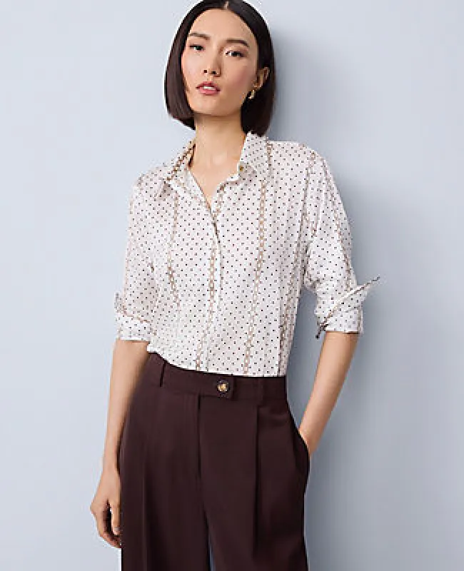 Ann Taylor Dotted Chain Link Print Essential Shirt sold by Ann Taylor