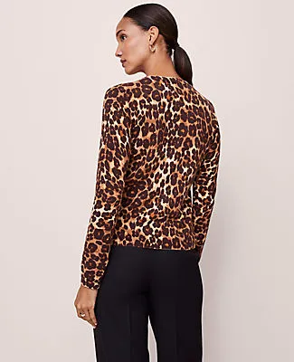 Ann Taylor Petite Animal Print Essential Crew Neck Sweater sold by Ann Taylor product image thumbnail 2