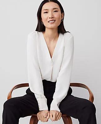 Ann Taylor Petite Mixed Media Pleat Front Top sold by Ann Taylor product image thumbnail 3