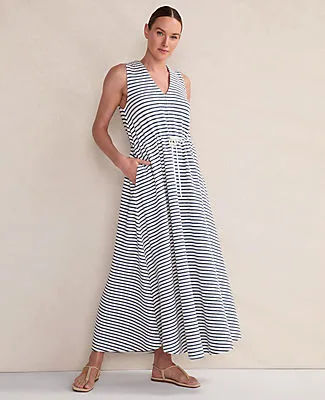 Ann Taylor Haven Well Within Cotton Blend Textured Stripe Midi Dress sold by Ann Taylor