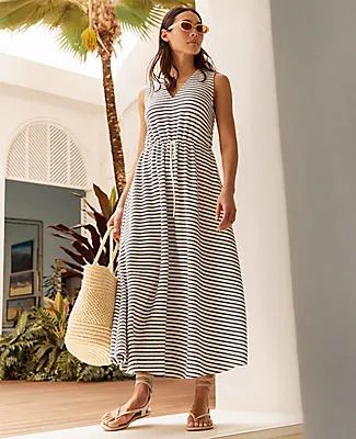 Ann Taylor Haven Well Within Cotton Blend Textured Stripe Midi Dress sold by Ann Taylor product image thumbnail 4