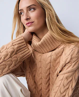 Ann Taylor Weekend Collection Cable Turtleneck Sweater sold by Ann Taylor product image thumbnail 2
