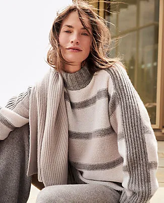 Ann Taylor Haven Well Within Cashmere Striped Mockneck Sweater sold by Ann Taylor product image thumbnail 4