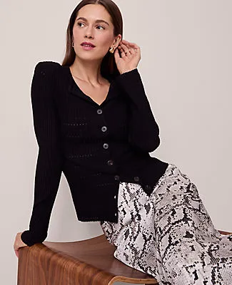 Ann Taylor Ribbed V-Neck Cardigan sold by Ann Taylor