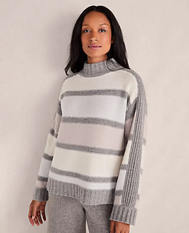Ann Taylor Haven Well Within Cashmere Striped Mockneck Sweater sold by Ann Taylor