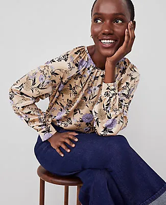 Ann Taylor Petite Floral Shirred Raglan Top sold by Ann Taylor product image thumbnail 3