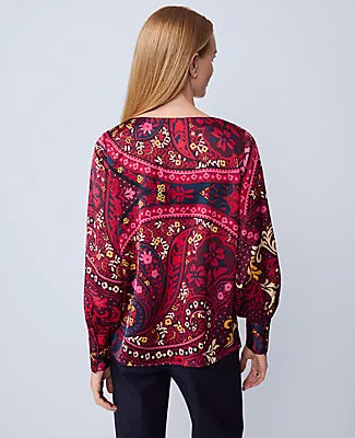 Ann Taylor Paisley Satin Boatneck Popover Top sold by Ann Taylor product image thumbnail 2