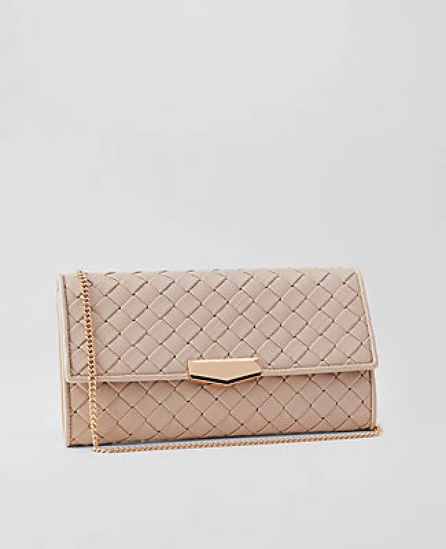 Ann Taylor Woven Faux Leather Clutch sold by Ann Taylor