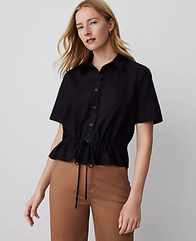 Ann Taylor Weekend Collection Tie-Waist Peplum Shirt sold by Ann Taylor