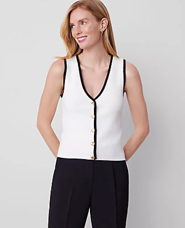 Ann Taylor Contrast Ribbed Sweater Vest sold by Ann Taylor