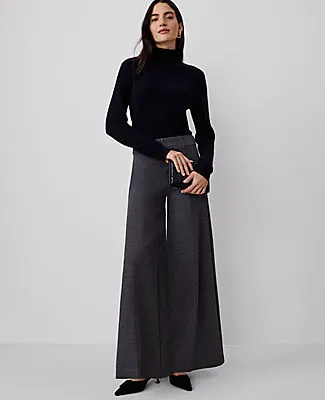 Ann Taylor The Petite Dramatic Wide-Leg Pant in Heather Ponte sold by Ann Taylor