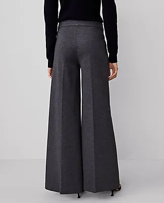 Ann Taylor The Petite Dramatic Wide-Leg Pant in Heather Ponte sold by Ann Taylor product image thumbnail 3