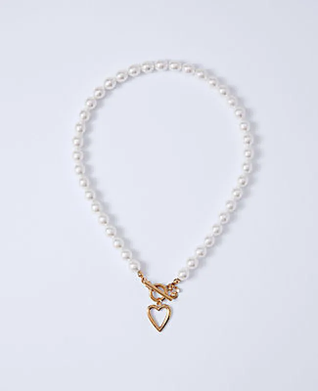 Ann Taylor Pearl Heart Pendant Necklace sold by Ann Taylor