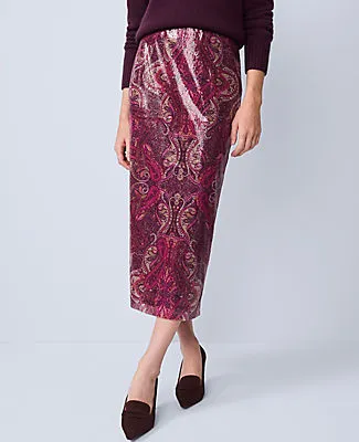 Ann Taylor Sequin Paisley Column Midi Skirt sold by Ann Taylor product image thumbnail 2