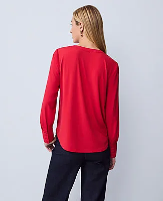 Ann Taylor Mixed Media Pleat Front Top sold by Ann Taylor product image thumbnail 2