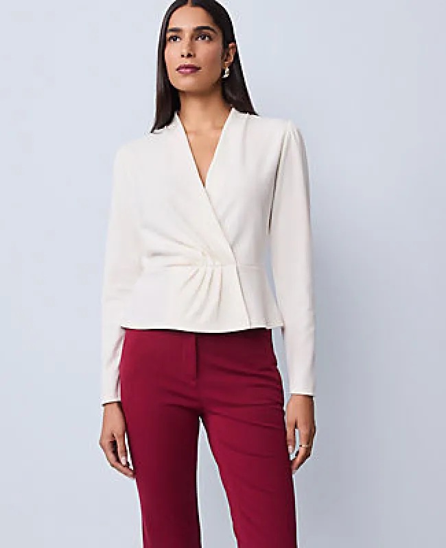 Ann Taylor Petite Pleat Waist Wrap Top sold by Ann Taylor