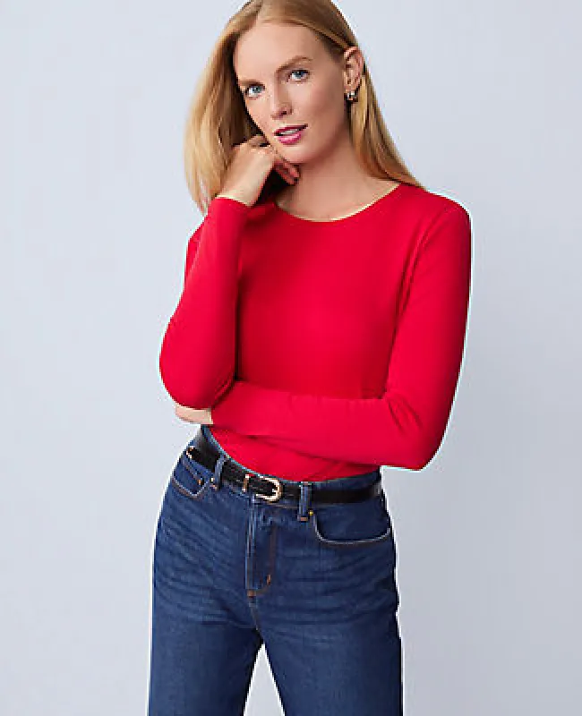 Ann Taylor Petite Long Sleeve Crew Neck Top sold by Ann Taylor