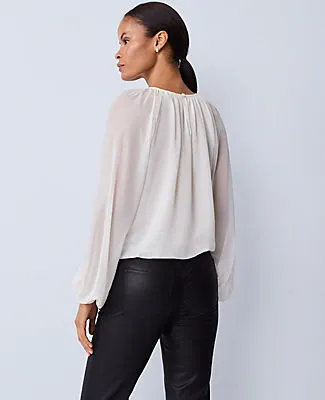Ann Taylor Shirred Crew Neck Blouse sold by Ann Taylor product image thumbnail 2