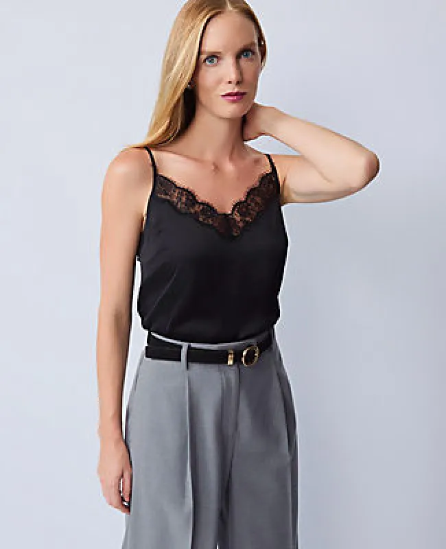 Ann Taylor Petite Lace Trim V-Neck Tank Top sold by Ann Taylor