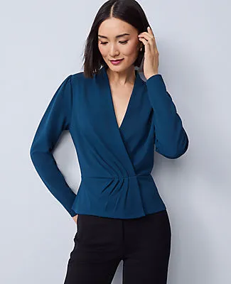 Ann Taylor Pleat Waist Wrap Top sold by Ann Taylor