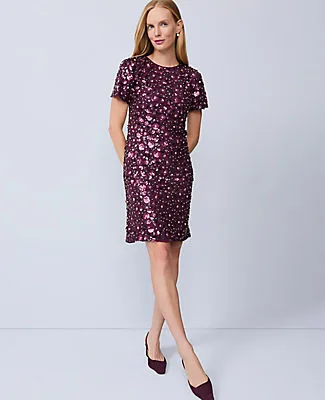 Ann Taylor Floral Sequin Shift Dress sold by Ann Taylor product image thumbnail 3
