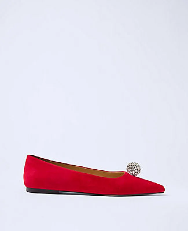 Ann Taylor Pointy Toe Embellished Suede Flat sold by Ann Taylor